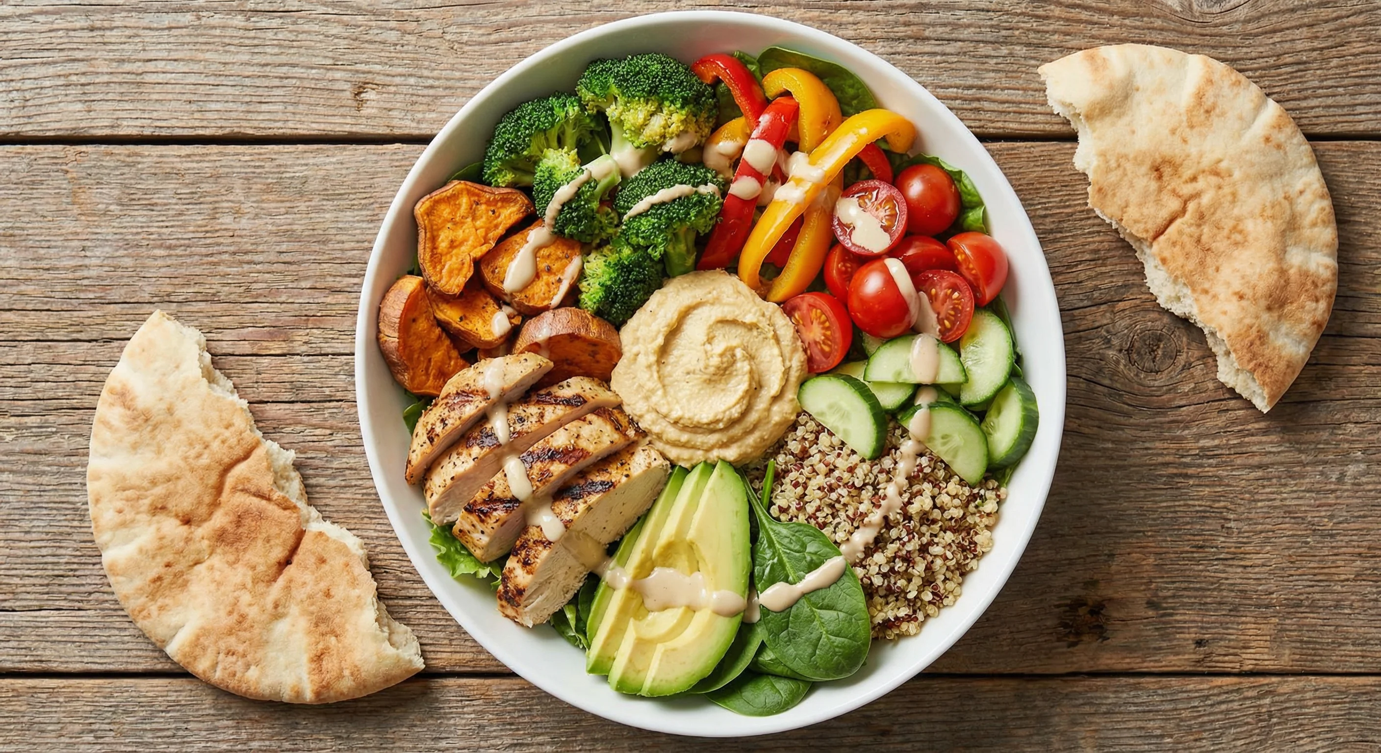 Bowl κοτόπουλου με χούμους