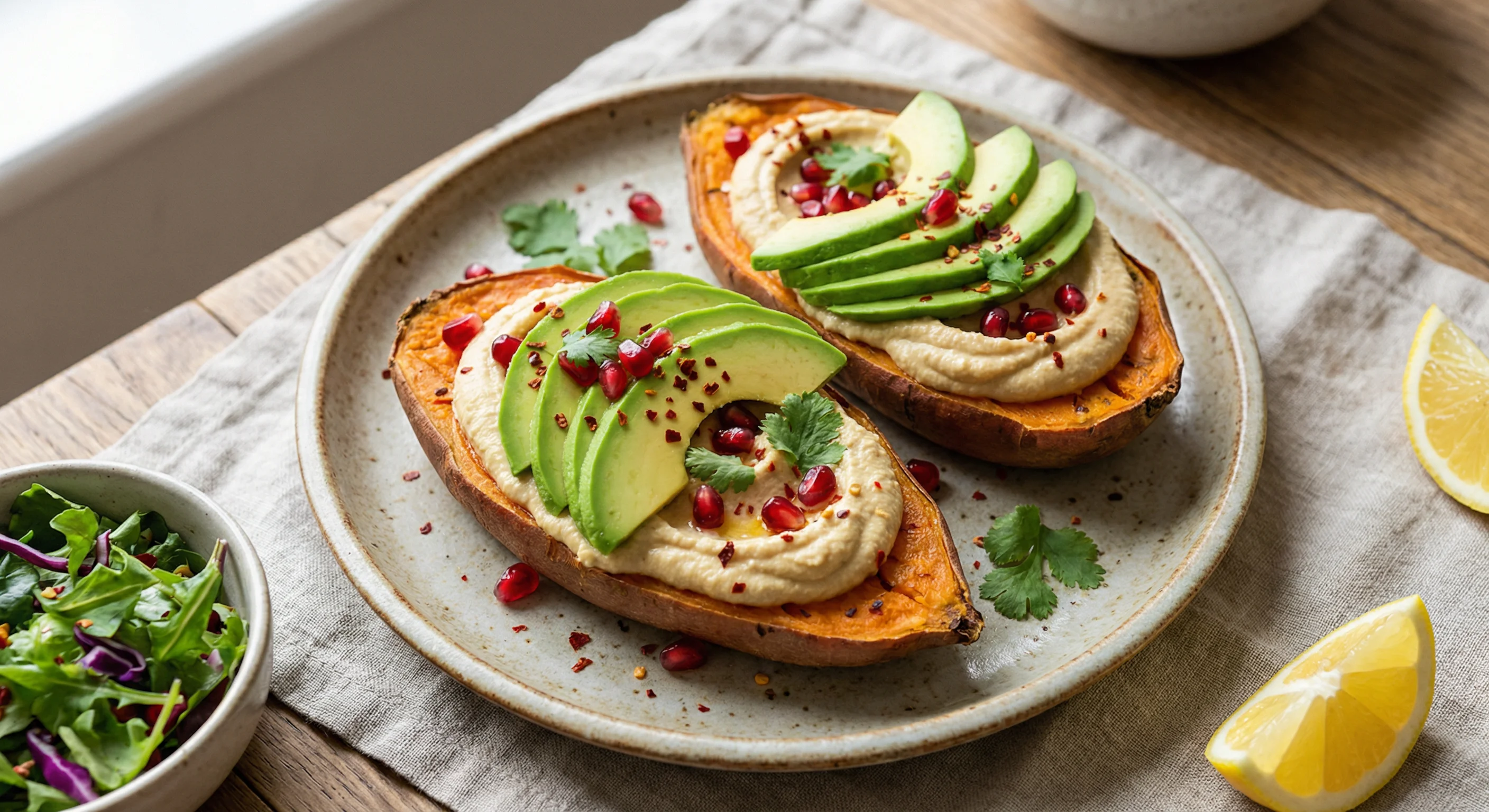 Ψητές γλυκοπατάτες με χούμους